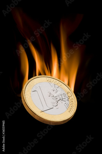 Brennende Euromünze