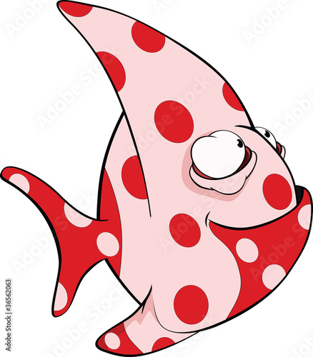 Deep water fish.Coral small fish. Cartoon