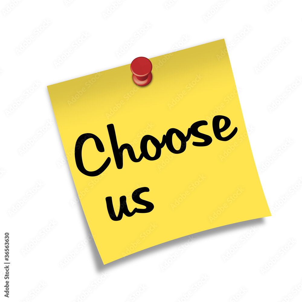 Post-it con chincheta texto Choose us Post-it con chincheta texto Choose us
