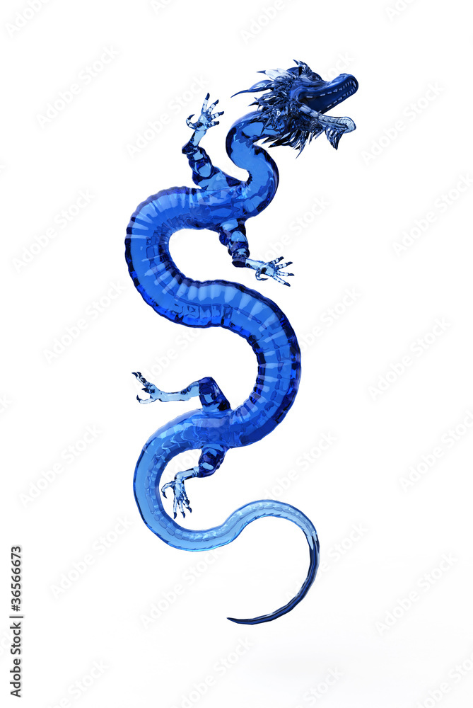 Obraz premium blue chinese dragon