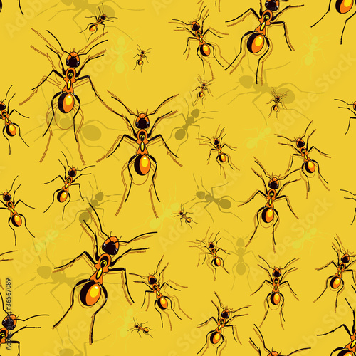 Yellow texture with ants © Suriko