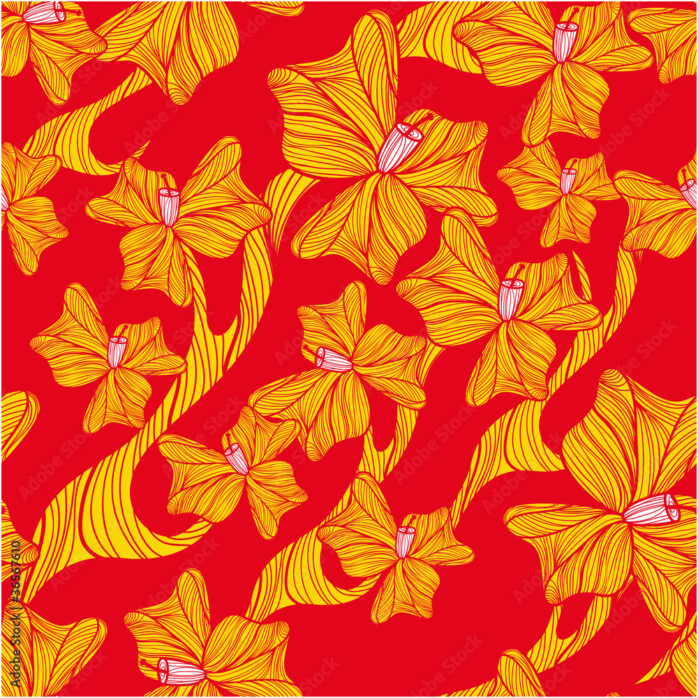 Floral seamless pattern in orange