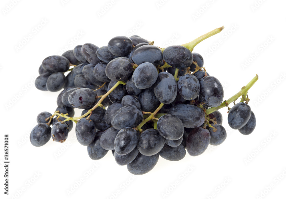 Two bunches of black grapes