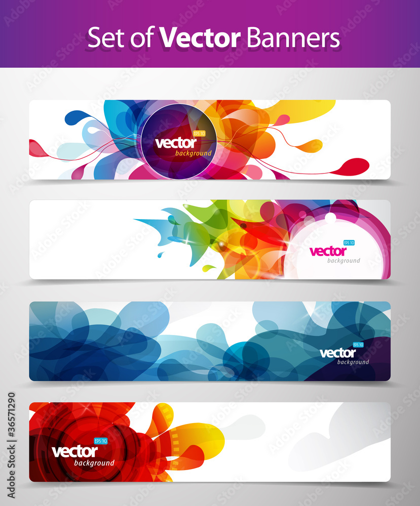 Set of abstract colorful web headers.