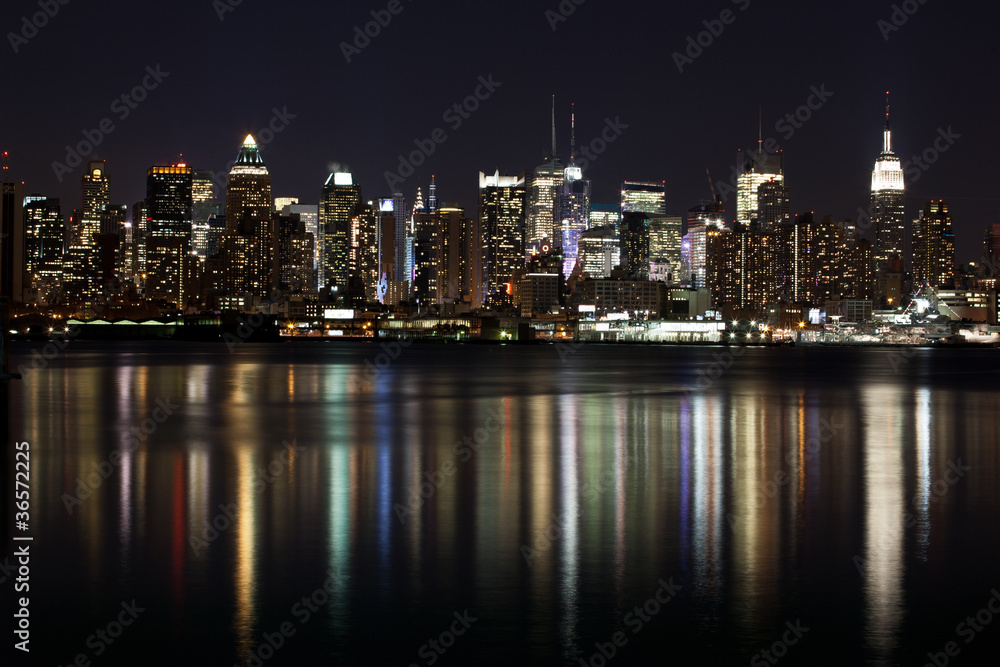 Midtown (West Side) Manhattan at night.