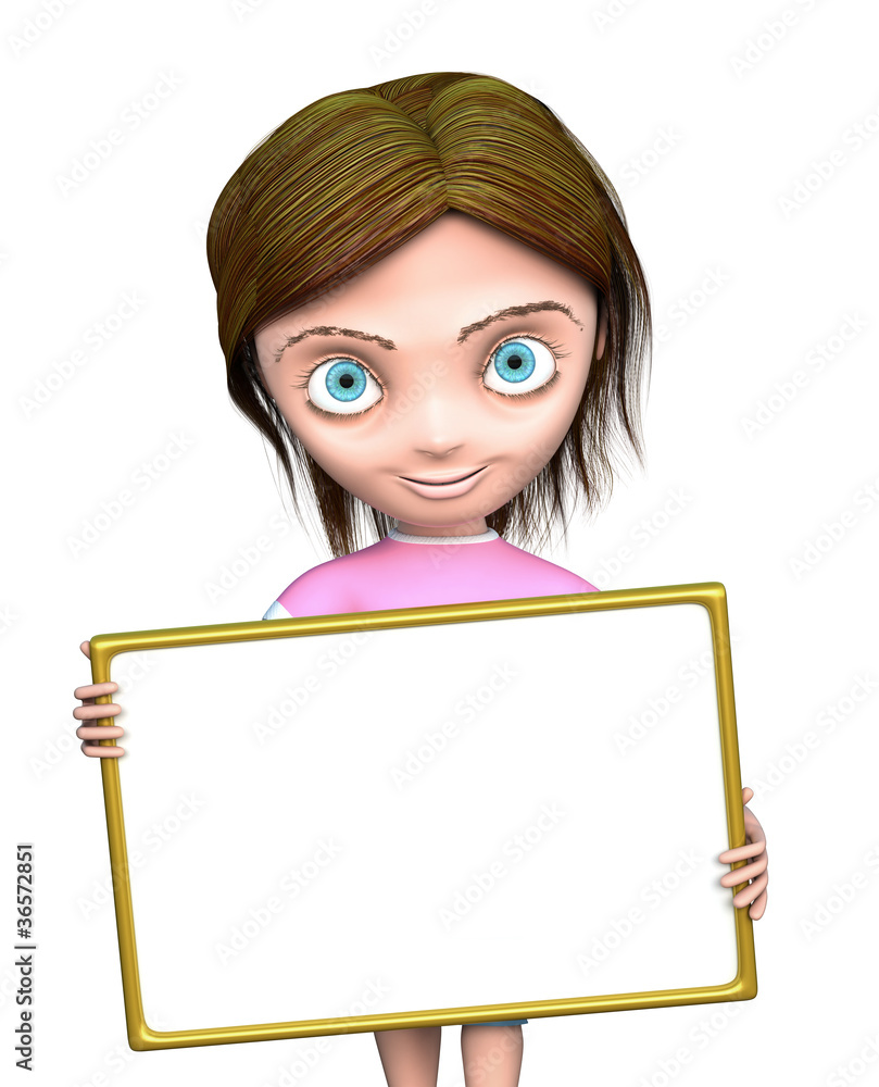 Cg girl with blank sign isolated Cg girl with blank sign isolated