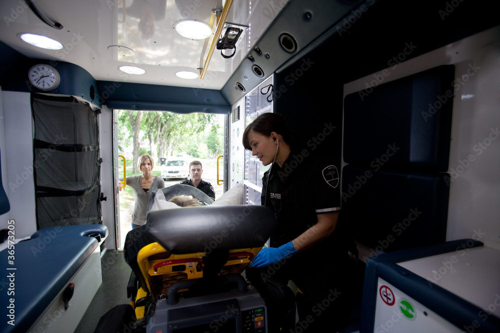 Ambulance Interior with Patient and Paramedic Ambulance Interior with Patient and Paramedic
