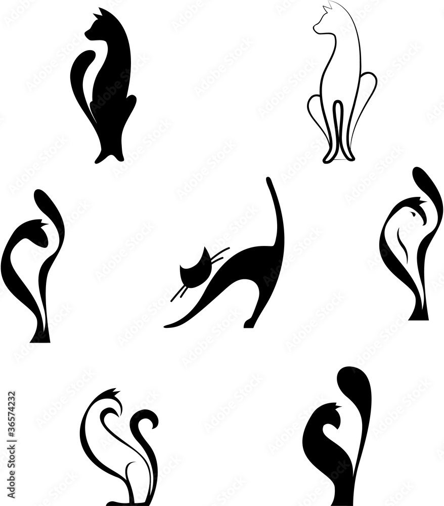 ilhouette of a black cats. ilhouette of a black cats.