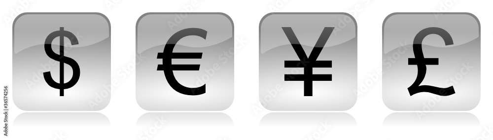 Currency glossy icons Currency glossy icons
