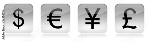 Currency glossy icons