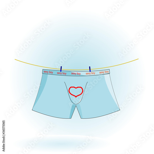 Vector illustration of men's underwear on the rope