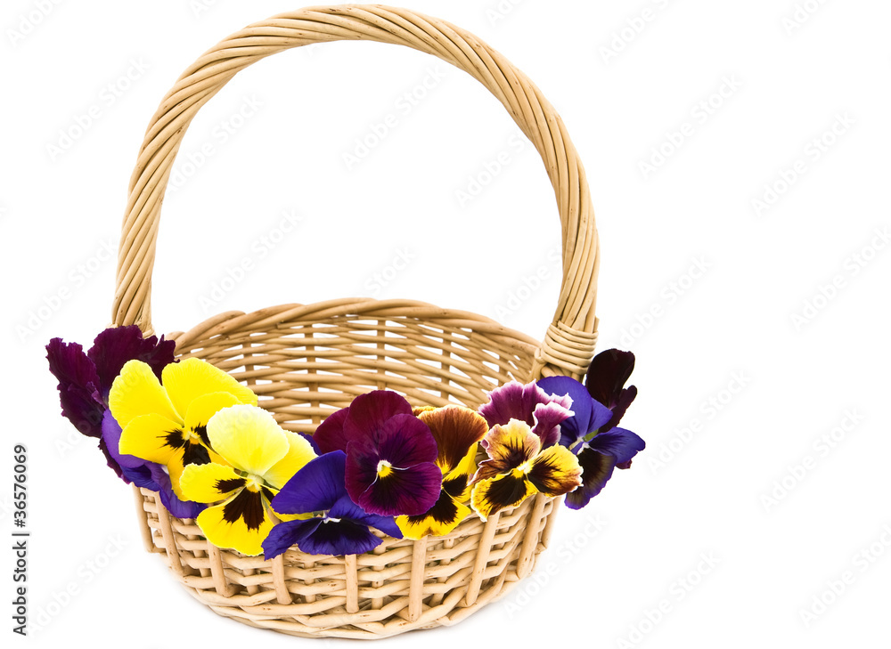 Basket decorated with flowers.