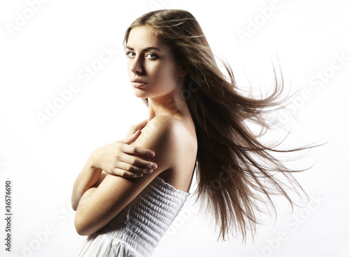 Obraz na plátně Photo of beautiful woman with magnificent hair