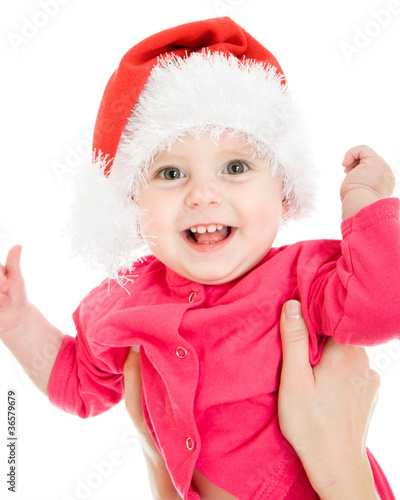 Happy Christmas baby on a white background.