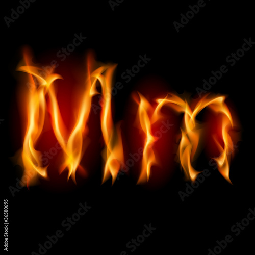 Fiery font. Letter M