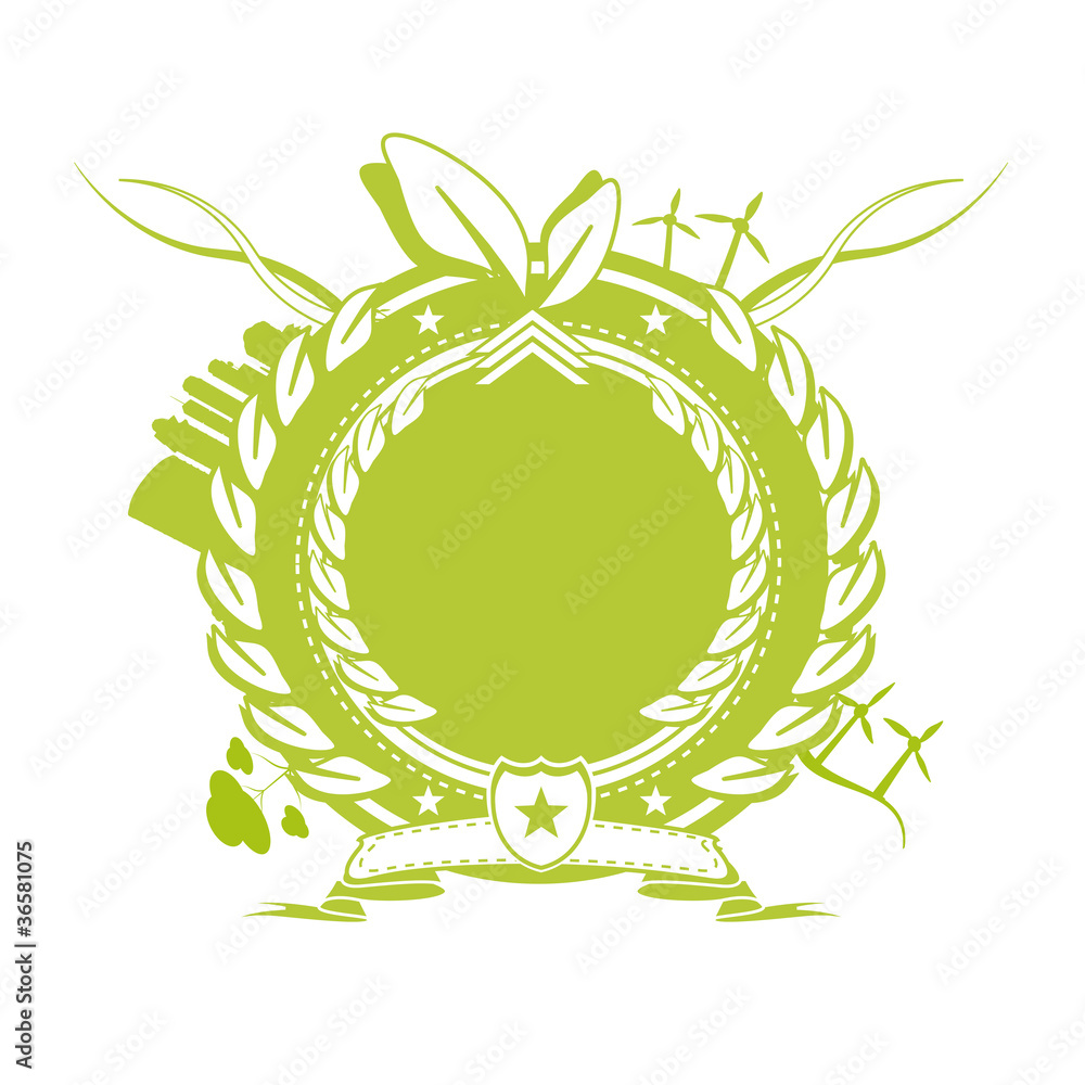 Green blazon blank template floral logo banner Green blazon blank template floral logo banner