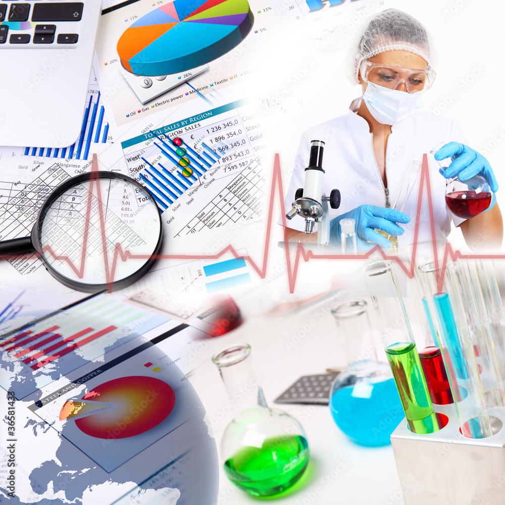 Fototapeta premium Medicine science and business collage