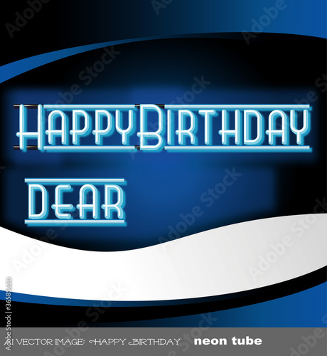 ai Vector image:  Happy Birthday neon tube