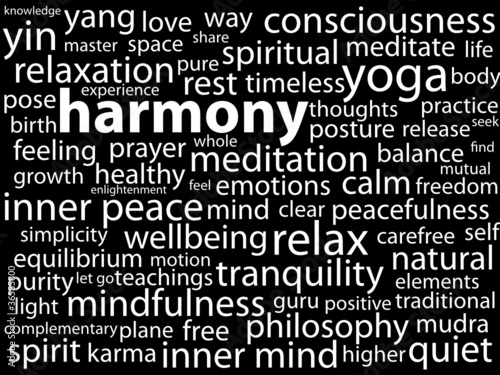 "HARMONY" Tag Cloud (meditation relaxation peace zen yin yang)