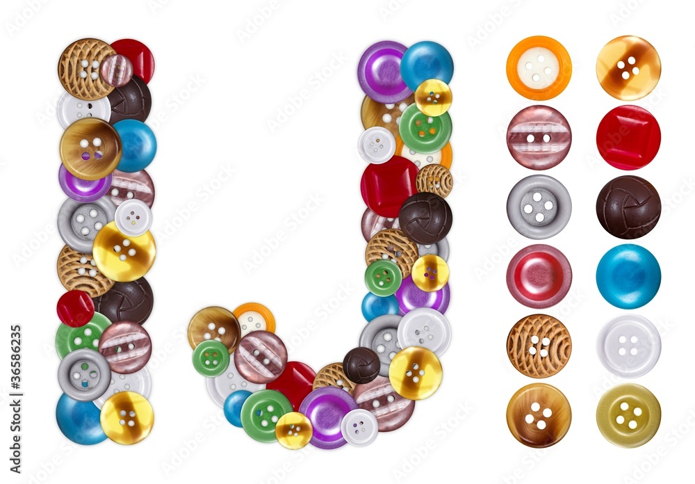 Obraz premium Characters I and J made of clothing buttons