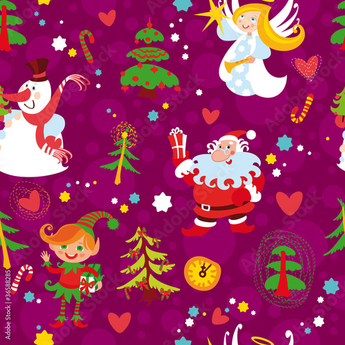 Fototapeta Naklejka Na Ścianę i Meble -  Christmas seamless wallpaper pattern