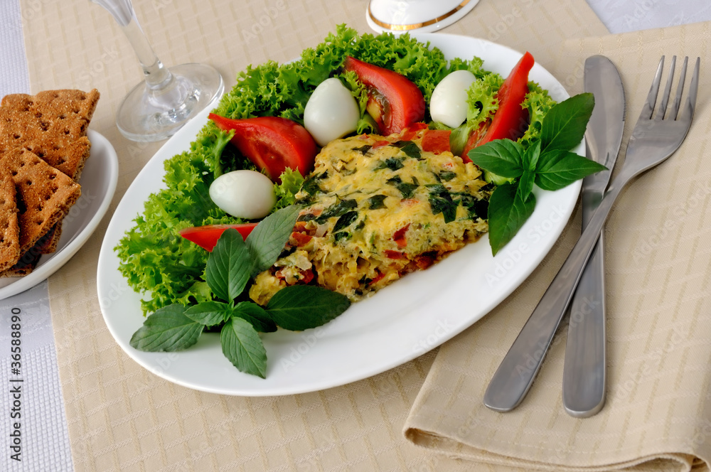 Fried zucchini with basil and vegetables Fried zucchini with basil and vegetables