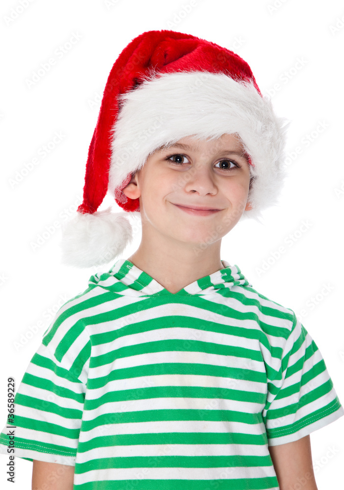 Boy dressed as Santa Claus Boy dressed as Santa Claus