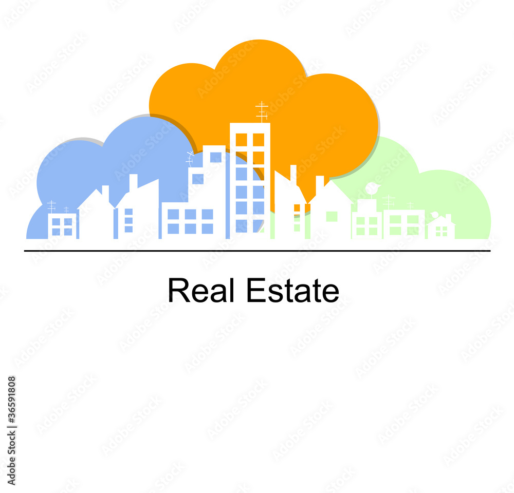 Real estate concept with color clouds