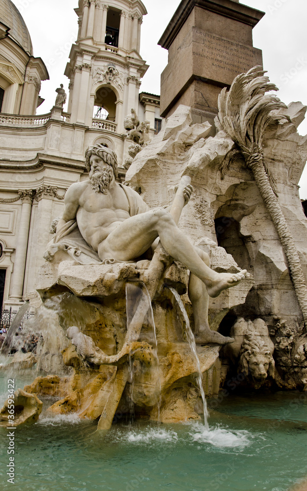Fountain of the four rivers (Fontana dei quattro fiumi) in Rome