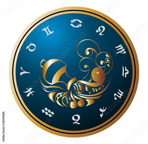 Aquarius zodiac vector sign.Tattoo design