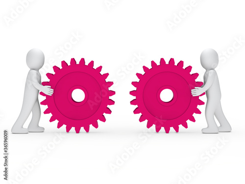 men push pink gear