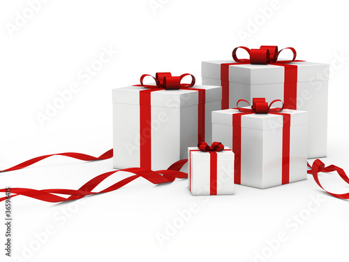 gift box white red ribbon