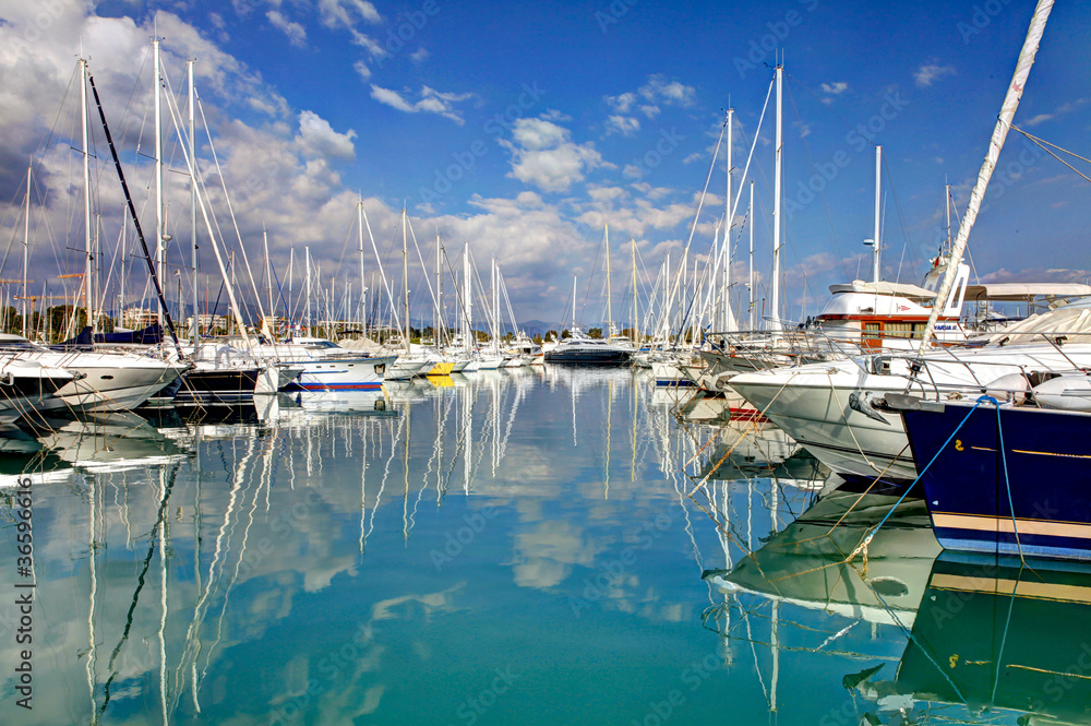 Antibes, port with luxury boats and yacht