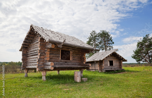 Ancient traditional russian wooden house X century