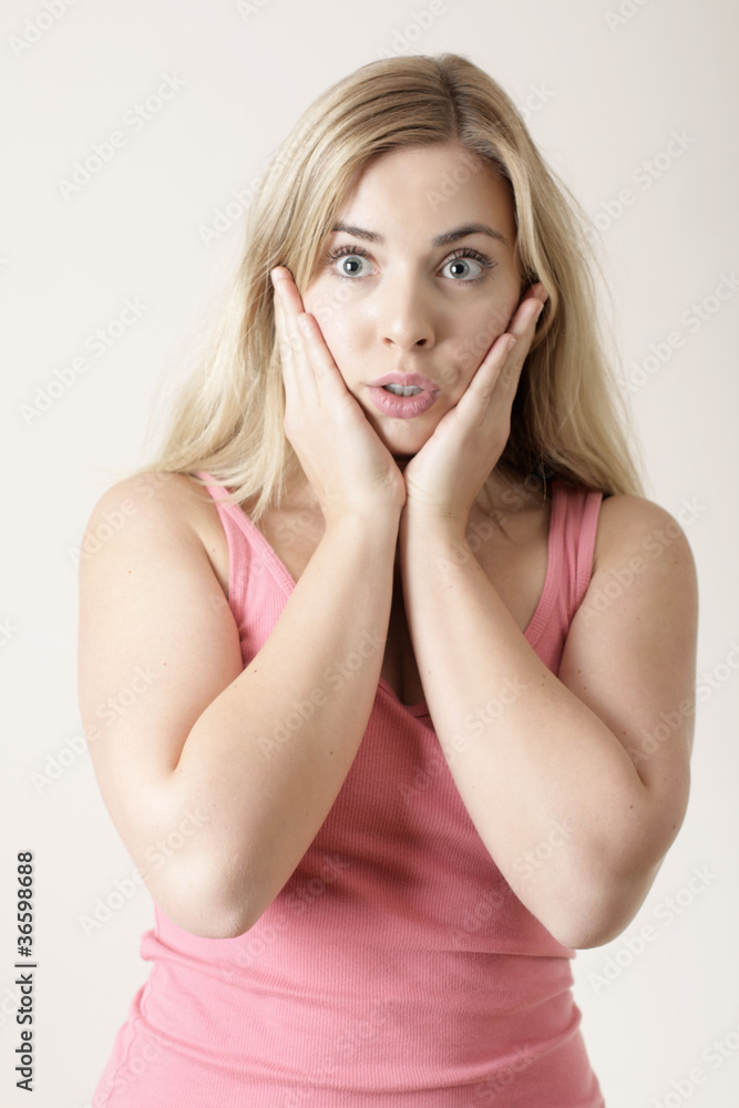 A young woman surprised A young woman surprised