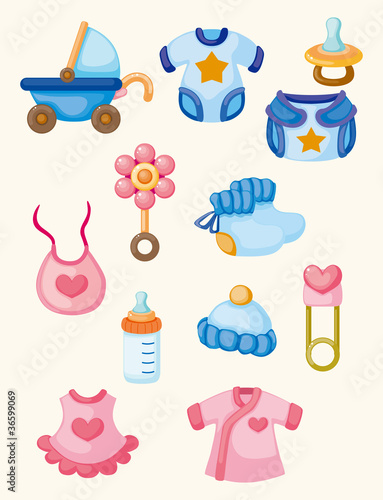 cartoon baby good icon set