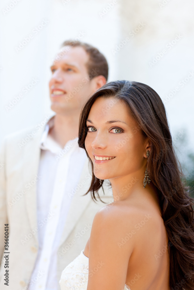 Happy beautiful woman portrait with man
