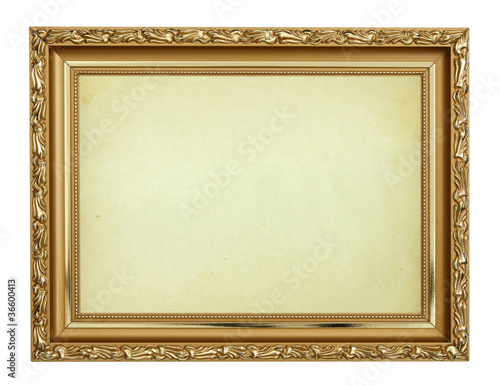 Gold frame on white background
