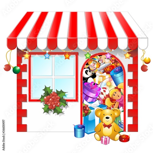 Natale Acquisti Negozio-Christmas Shopping Shop-Vector