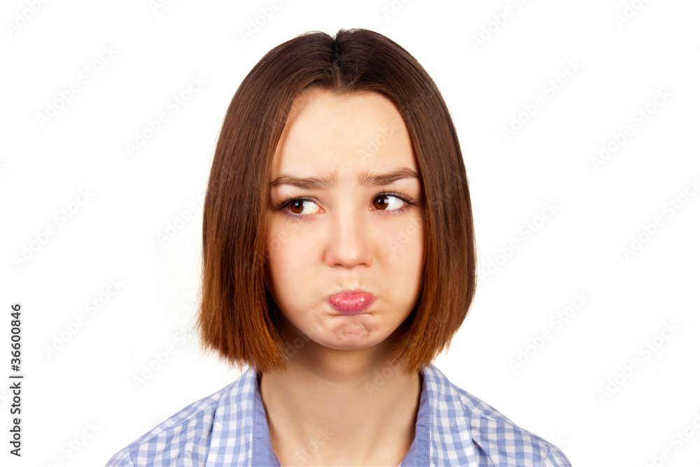 Portrait of young offended attractive girl Portrait of young offended attractive girl