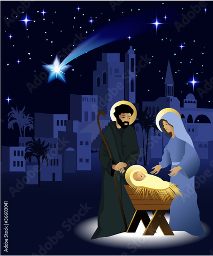 Christmas nativity scene with holy family