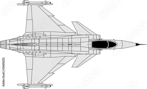 High detailed vector illustration of a modern military airplane