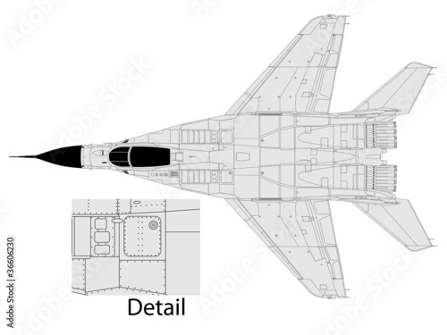 High detailed vector illustration of a modern military airplane