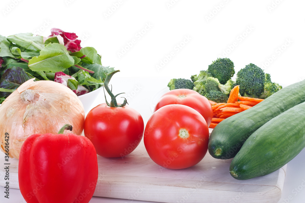 Fresh Vegetables with Salad Greens Fresh Vegetables with Salad Greens