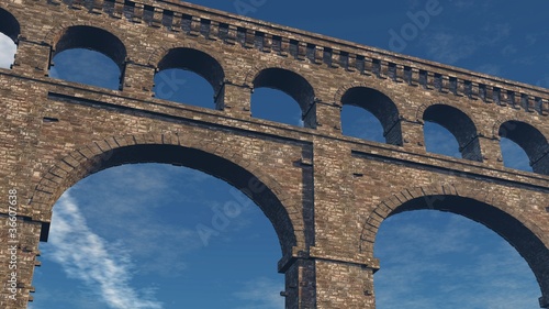 Roman Aqueduct Blue Sky