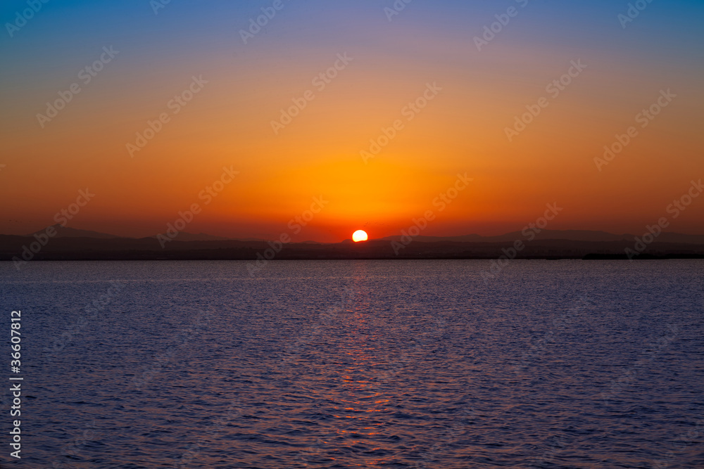 sunset in Albufera lake Valencia Spain