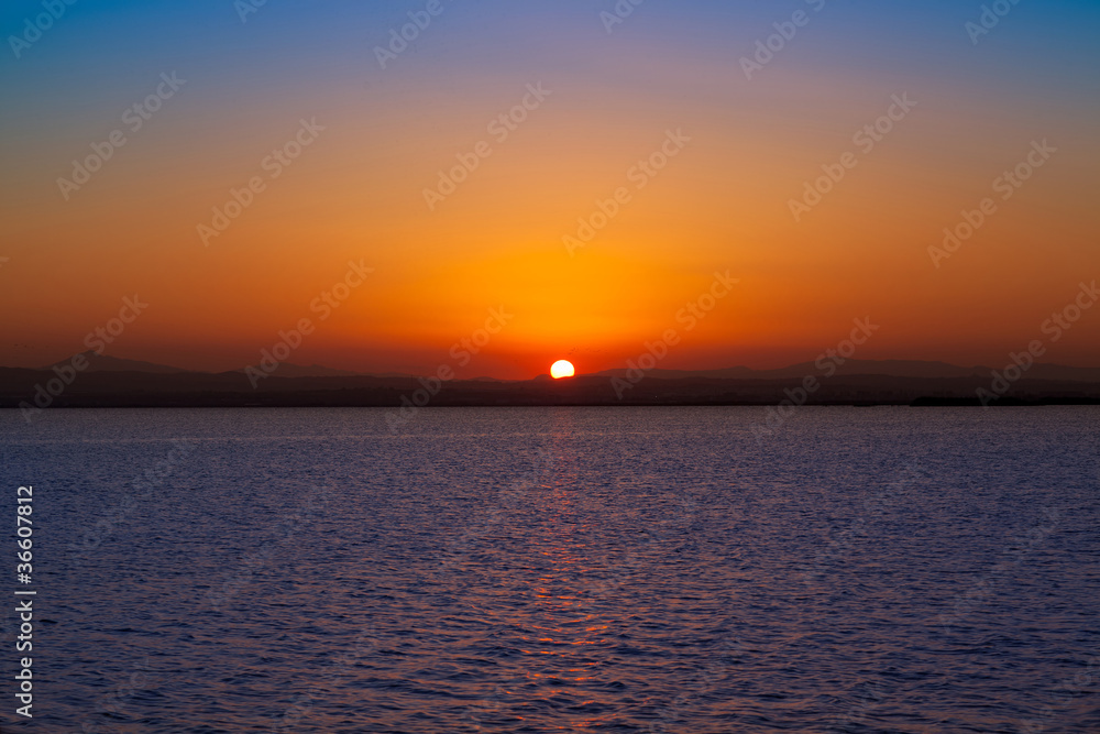sunset in Albufera lake Valencia Spain sunset in Albufera lake Valencia Spain