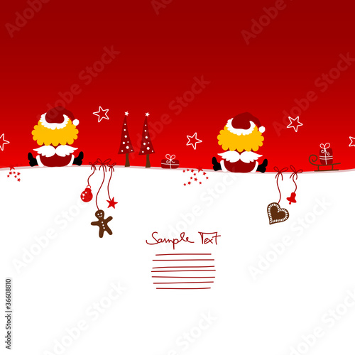 Card 2 Angels Santa´s Hat & Symbols Red