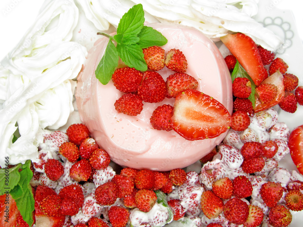 fruit dessert with strawberry pudding fruit dessert with strawberry pudding