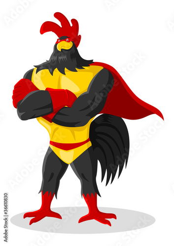 Cartoon illustration of super rooster